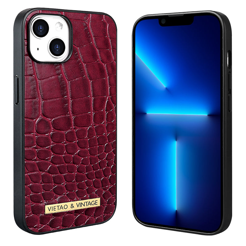 Luxury Crocodile Pattern Leather iPhone Case - Business Style, Shockproof, Durable Bumper Cover