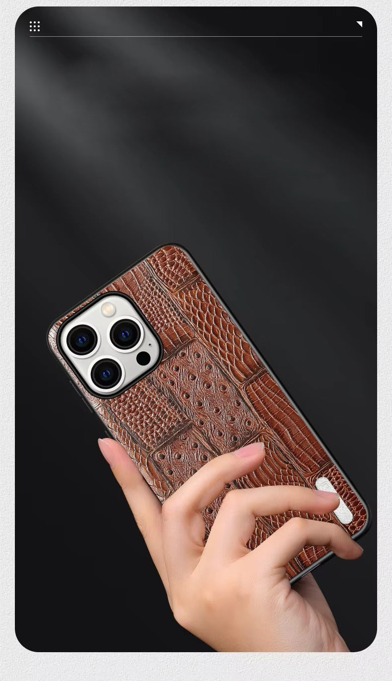 Luxury Genuine Cowhide Leather iphone case – Splicing Color Design, Shockproof Stylish & Durable Back Cover | Case for iPhone