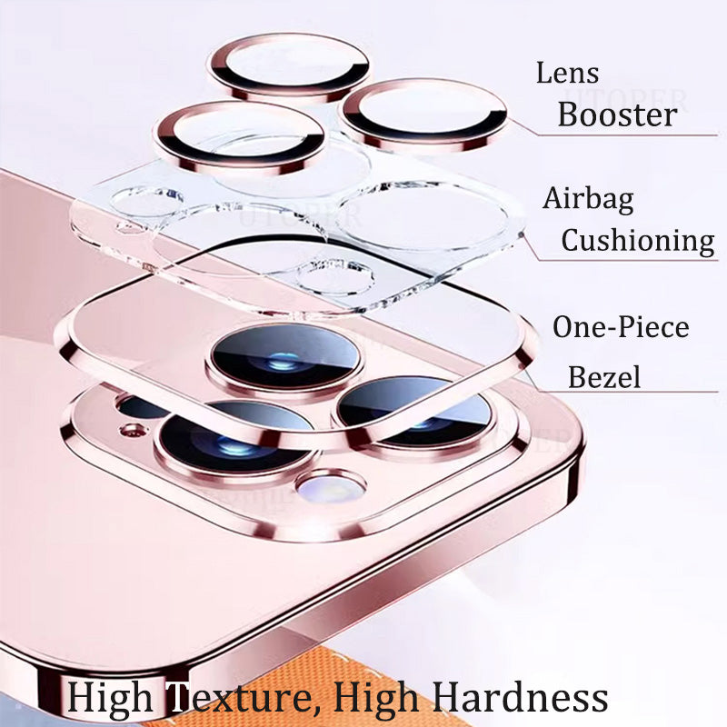 Luxury Transparent TPU iPhone Case – Ultra Thin, Plating Design, Soft Shockproof Cover, HD Lens Protection, 