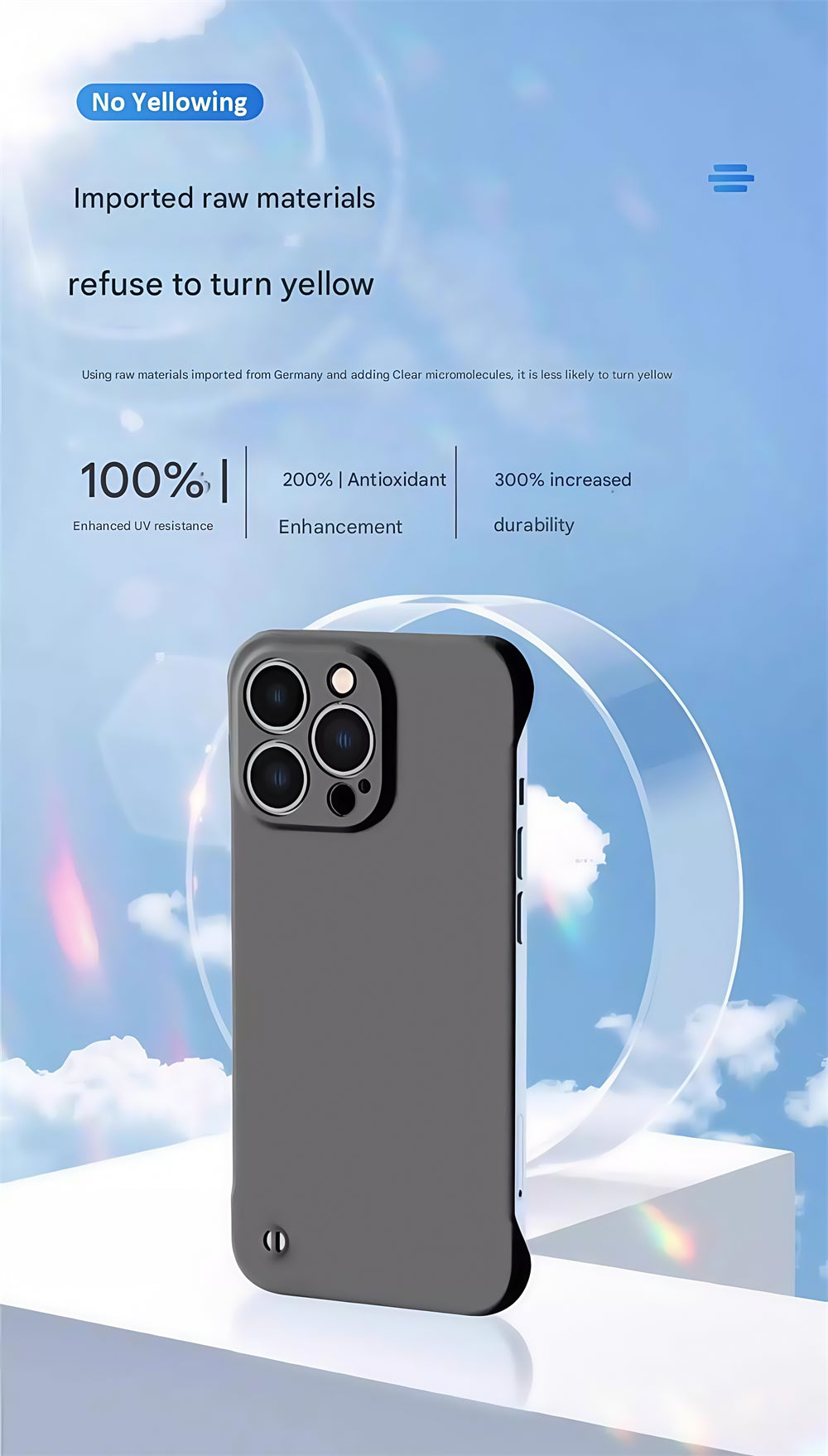 Ultra-Thin Minimalist Borderless Phone Case – Frameless Skin-Friendly Matte Hard PC Cover for iPhone Models