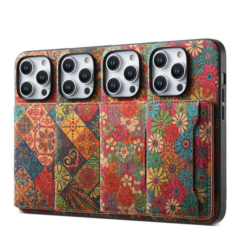 Luxury Flower Pattern Leather Magnetic Wallet Phone Case for iPhone – Card Holder, Stand Function, Protective Back Cover