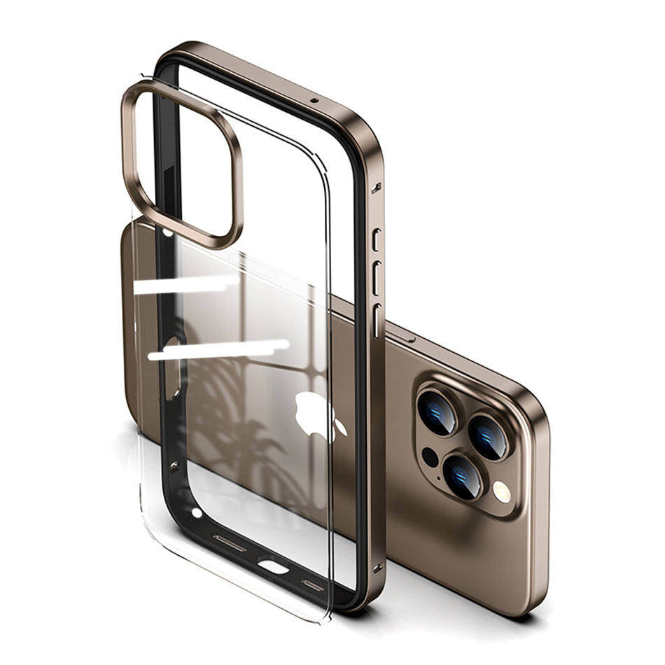 Luxury 2-in-1 Clear Acrylic Case - Ultra-Thin Aluminum Metal Lens Frame, Alloy Bumper, Lightweight Design | Case for iPhone