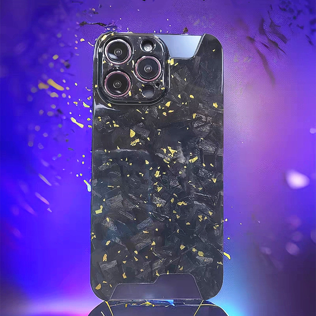 Glossy Forged Carbon Fiber Case – Ultra-Thin Genuine Glitter Shockproof Cover for iPhone Models, Sleek and Durable Design