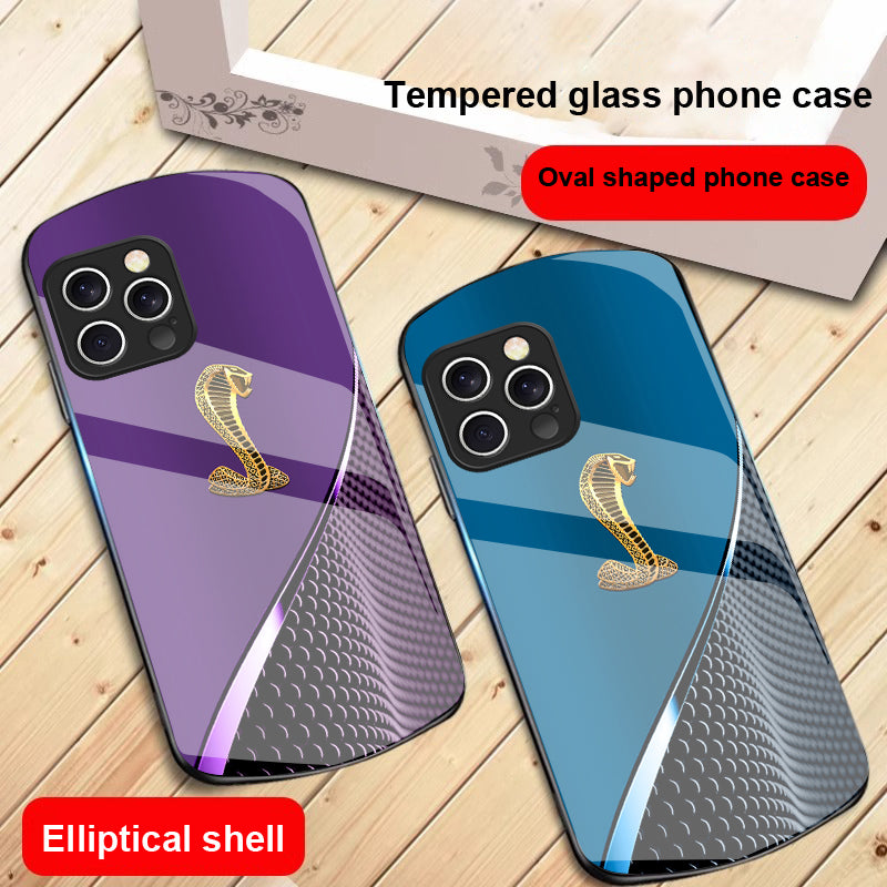 Premium Gradient Golden Snake Tempered Glass Phone Case – Stylish, Durable Protection for iPhone Models