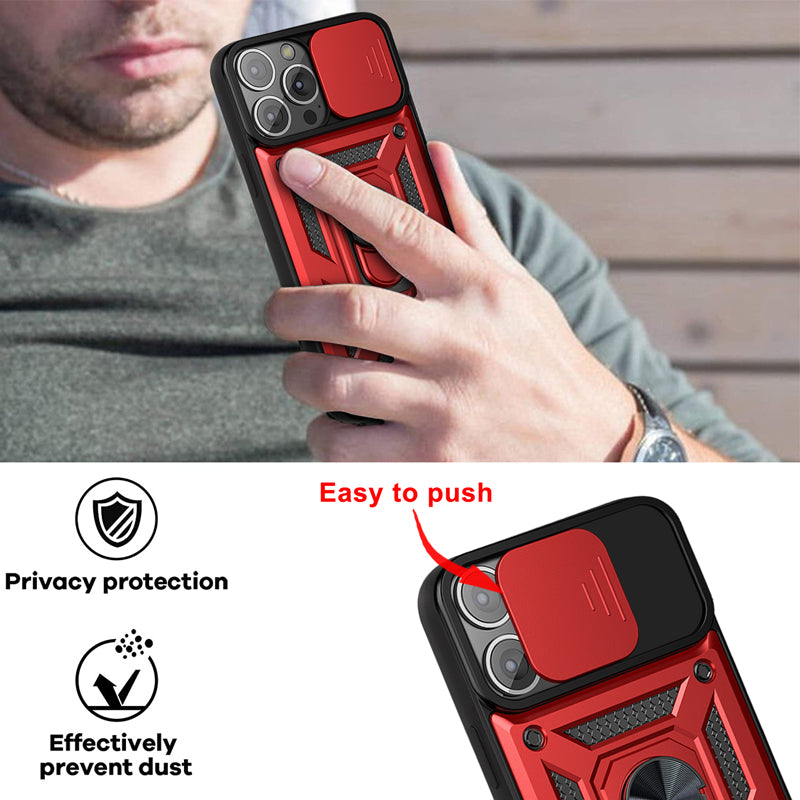 Shockproof Armor Case – Slide Camera Lens Protection, Rugged Full-Body Cover for iPhone Models