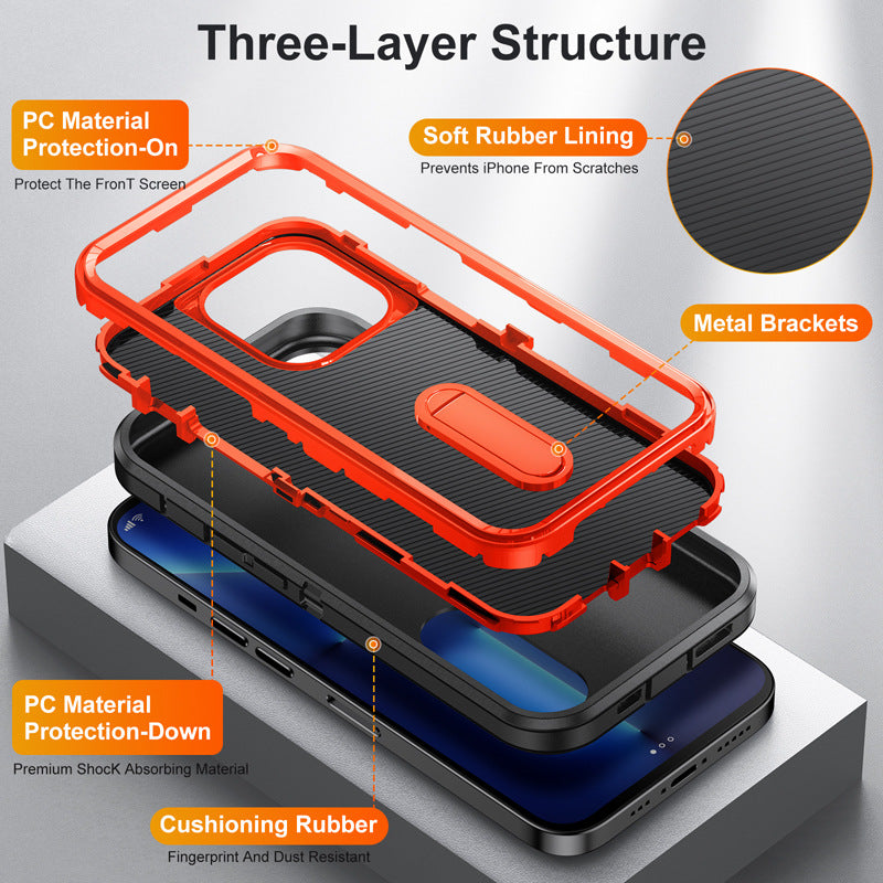 Hybrid Military-Grade Defender Case – Kickstand Full-Body Protection Cover for iPhone Models, Rugged and Shockproof Design