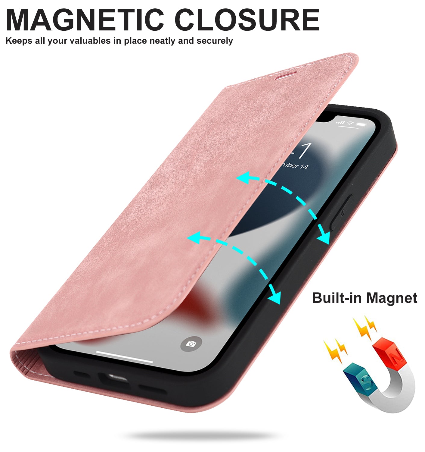 Luxury RFID Wallet Leather Flip Case – MagSafe Compatible, Card Holder, Wireless Charging, Magnetic Stand, Shockproof Protection for iPhone