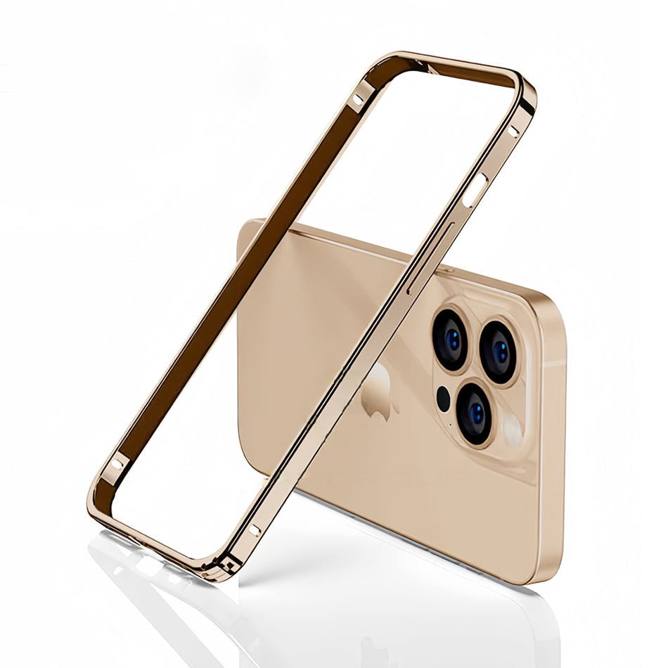 Luxury Ultra-Thin Metal Bumper iPhone Case - Light Aluminum Alloy Frame, Durable Back Protection, Sleek Desert Gold Finish | Case for iPhone