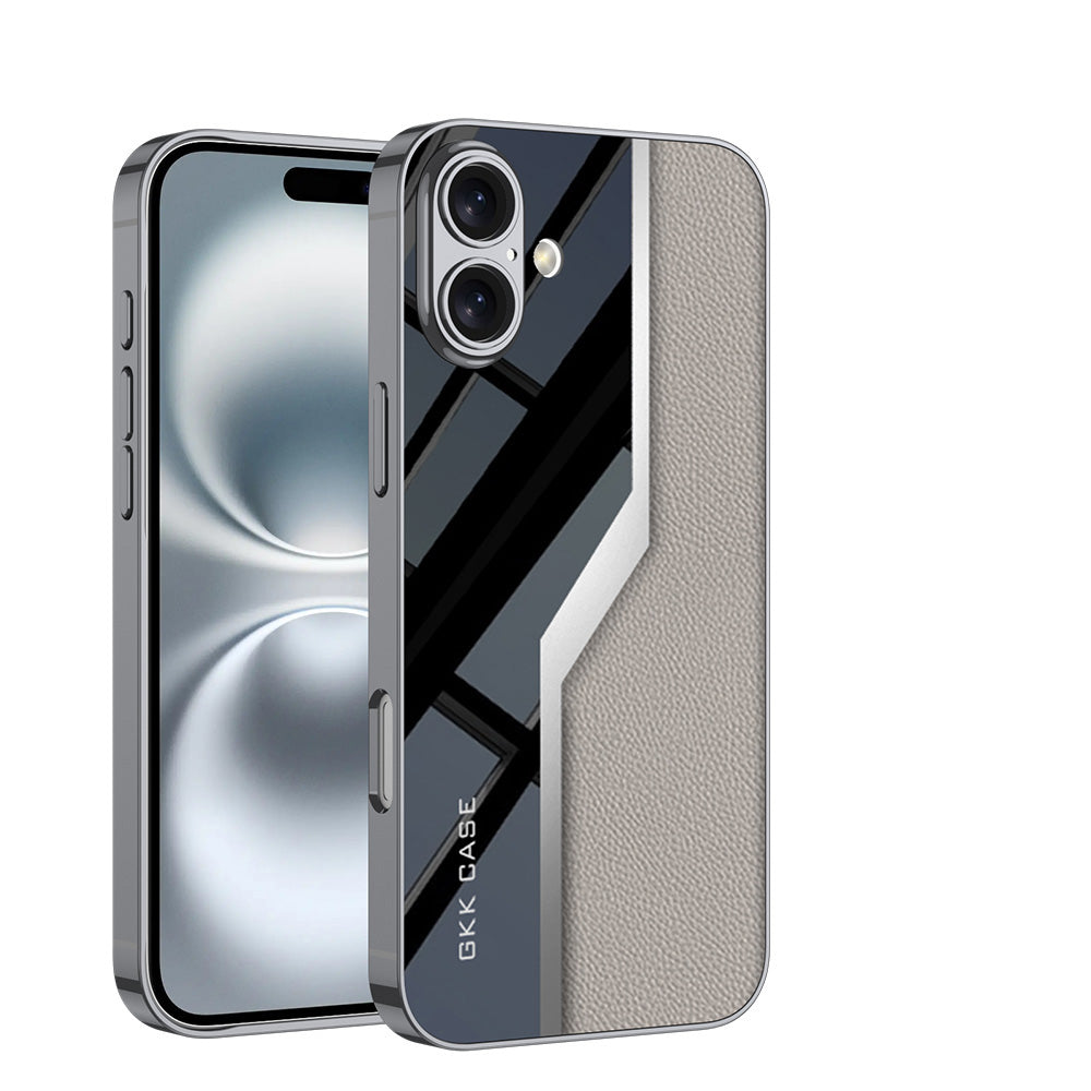 Luxury Leather Plating Case – Shockproof Camera Protective Cover with Soft Edge for iPhone Models, Stylish and Durable Design