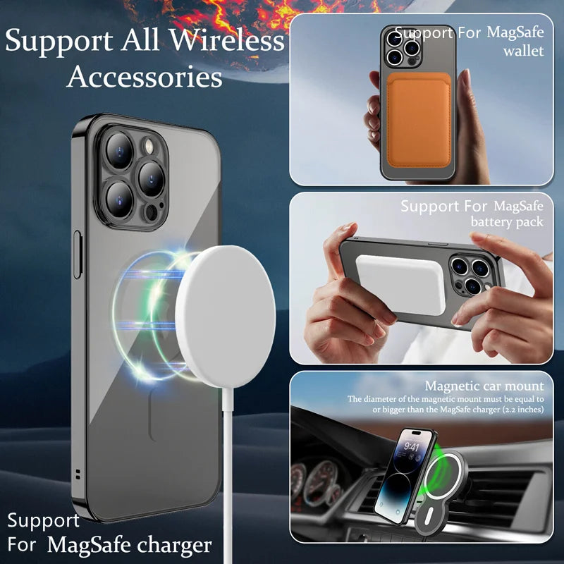 Premium Luxury Magnetic Magsafe iPhone Case – Wireless Charging, Plating Protection, Slim Fit, Full Coverage, Elegant Design,