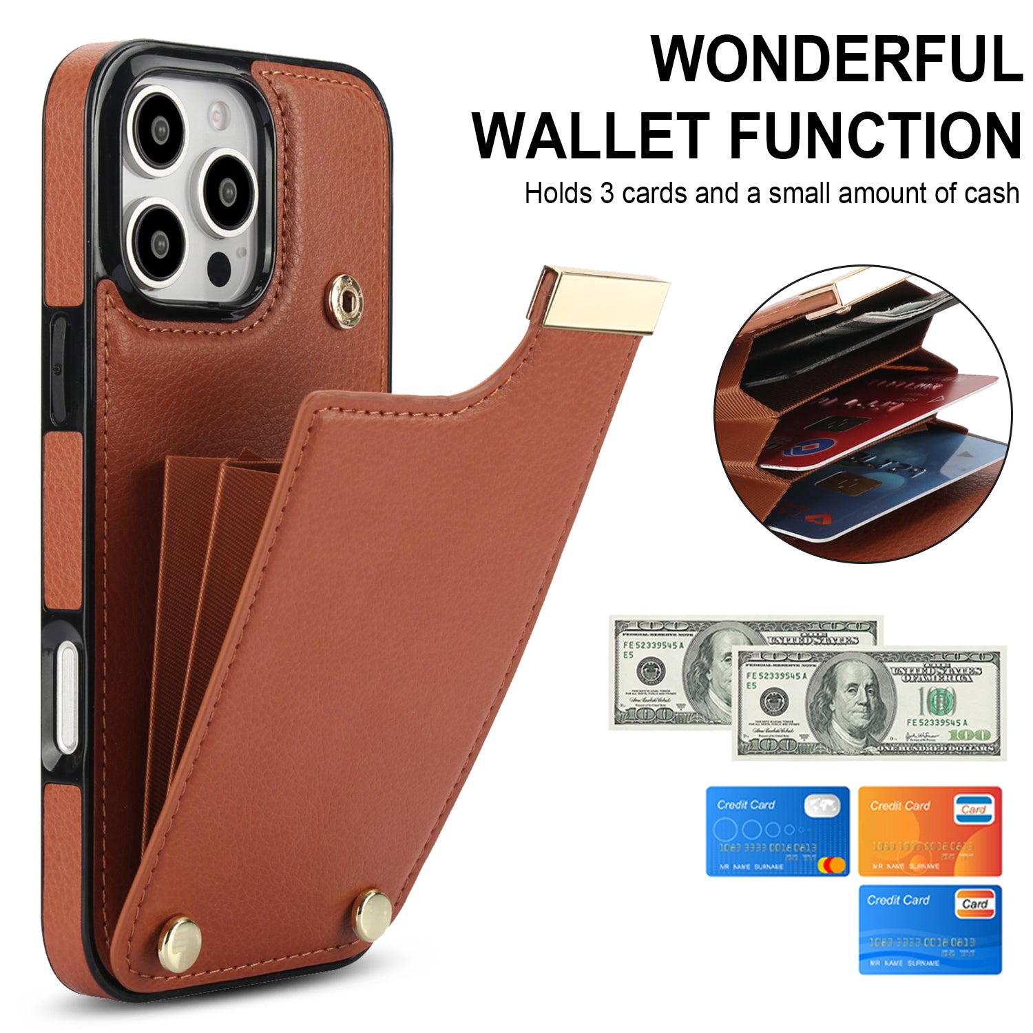 Shockproof Leather Wallet Case – Flip Cover with Card Holder, Secure Pocket, Durable Protection for iPhone Models