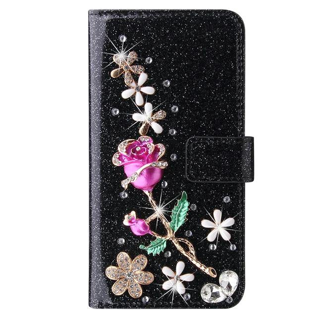 Luxury Flip Glitter Phone Case For iPhone 16 15 14 13 12 Mini 11 Pro XR X XS Max 8 Plus SE 2022 Bling Leather Book Wallet