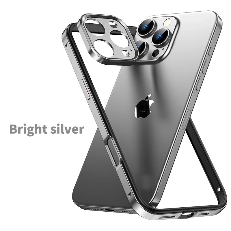 Luxury Hybrid Metal iPhone Case - Camera Protection, Silicone Frame, Aluminum Heat-Dissipating Bumper, Shockproof Design | Case for iPhone