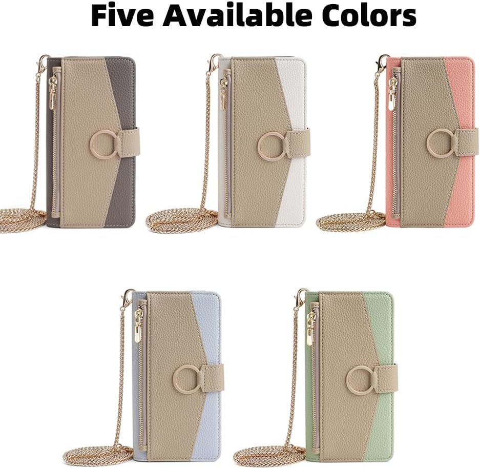 Premium Leather Crossbody Wallet Case for iPhone - Flip Mirror Design, Long Lanyard,  Shockproof Protection for iPhone Models