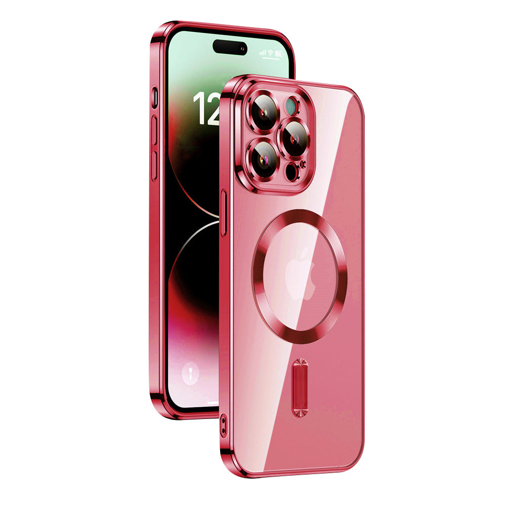 Luxury Magnetic Clear iPhone Case - Slim with Full Lens Protection, Wireless Charging Support, and Durable Plating Finish