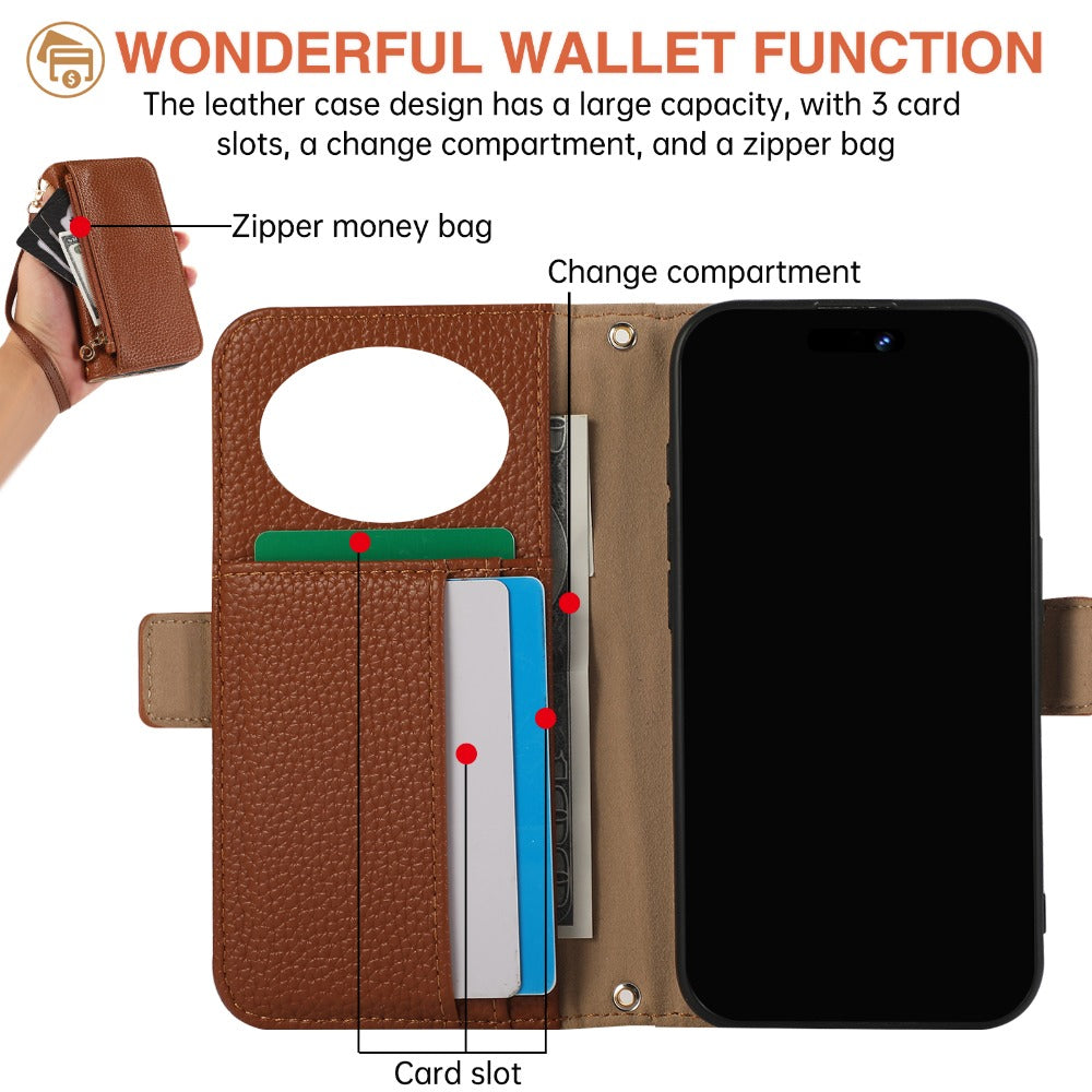 Luxury Crossbody Zipper Wallet Phone Case – Leather Card Holder, Hands-Free Strap, Shockproof Protection, and Stylish Design for Ultimate Convenience