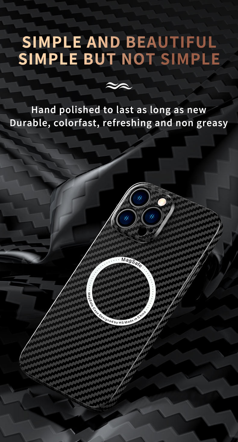 Carbon Fiber  Magnetic Slim Protective Cover for iPhone Models, Durable and Stylish Design with MagSafe Compatibility