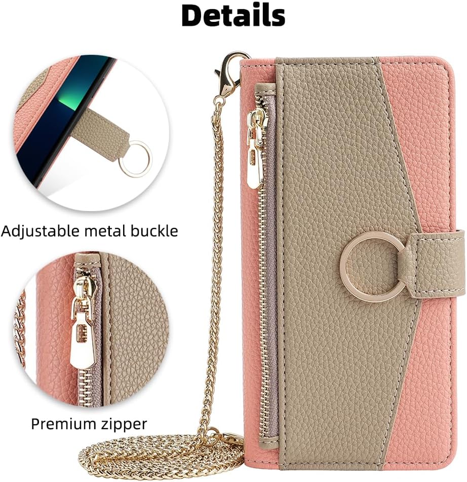 Premium Leather Crossbody Wallet Case for iPhone - Flip Mirror Design, Long Lanyard,  Shockproof Protection for iPhone Models