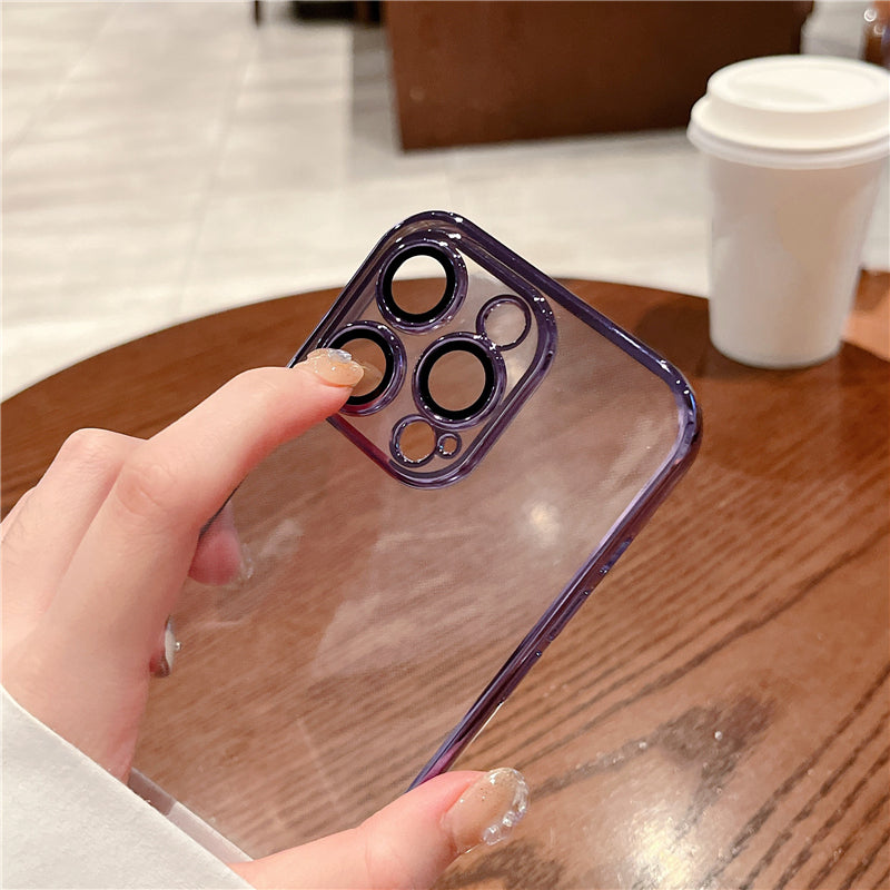 Luxury Plating Clear Silicone Case - Soft Phone Cover with Lens Protection, Slim Design, and Durable Back Cover | Case iPhone