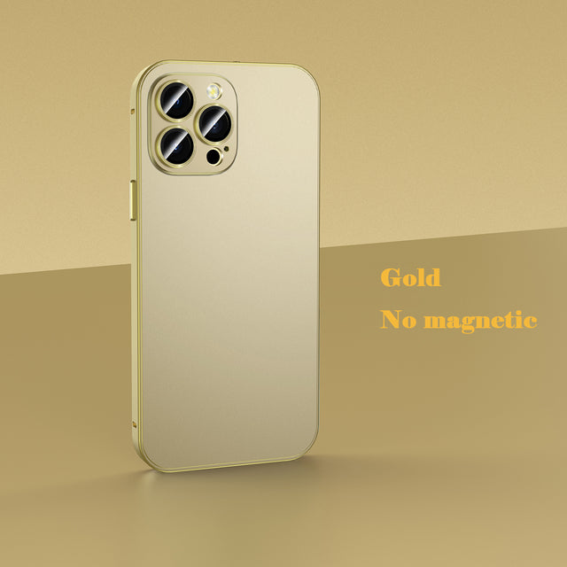 Luxury Magnetic Aluminum iPhone Case - Slim Shockproof Frame with Lens Protection Wireless Charging Metal Bumper Cover