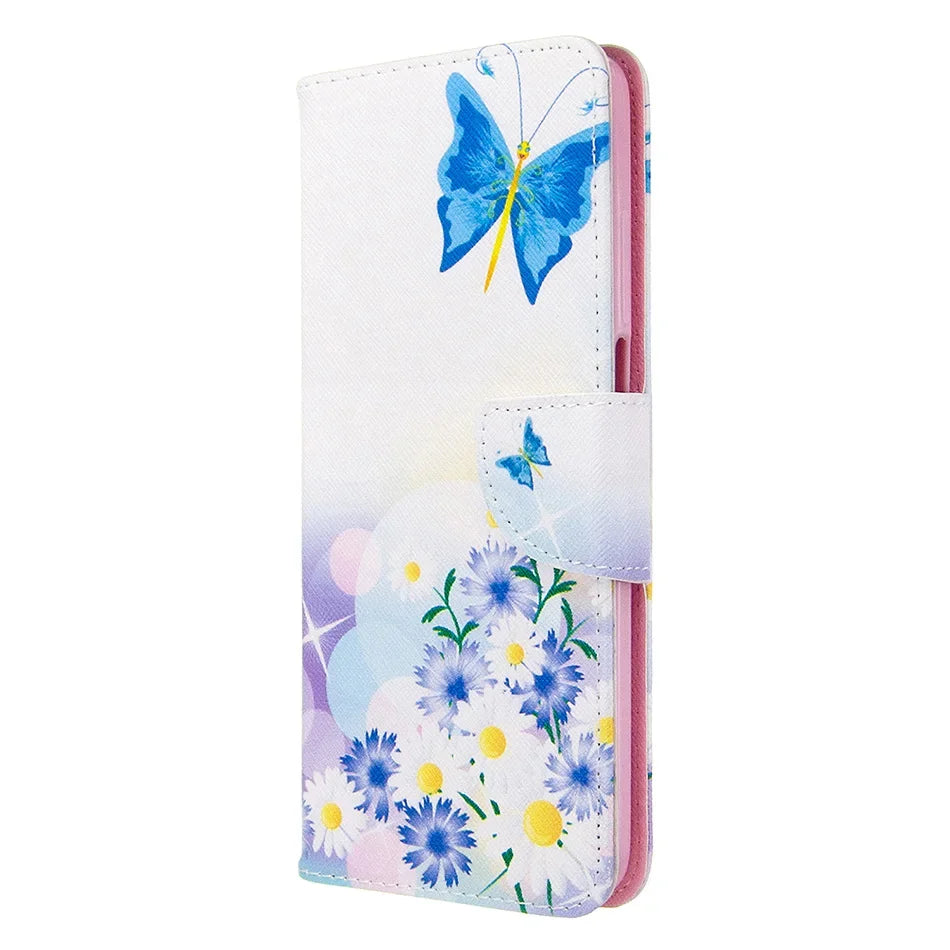 Premium Leather Flip Wallet Case - Magnetic Plum Blossom Phone Cover with Card Holder, Stand Function, and Secure Closure