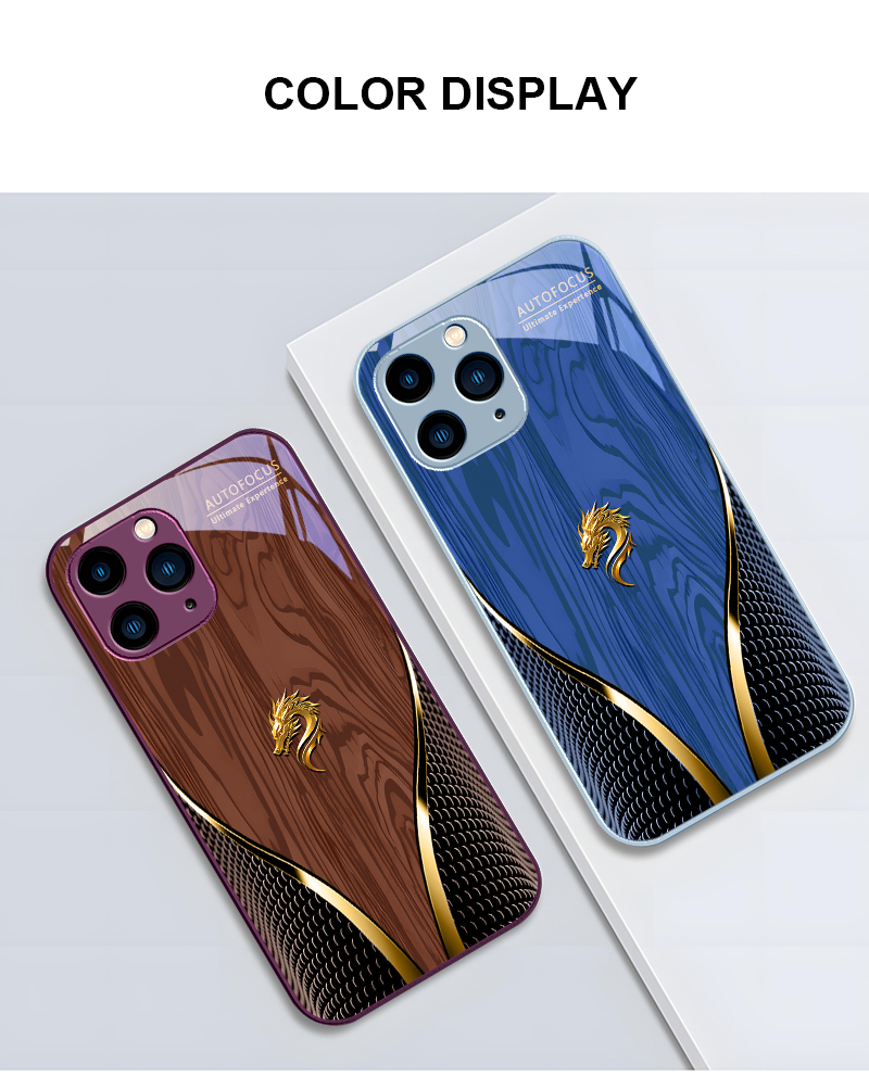 Premium Yellow Dragon Qi Soars to the Sky Tempered Glass Phone Case Stylish Protection iPhone Models Durable Elegant Cover