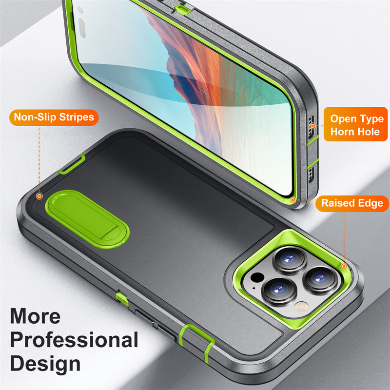 Hybrid Military-Grade Defender Case – Kickstand Full-Body Protection Cover for iPhone Models, Rugged and Shockproof Design