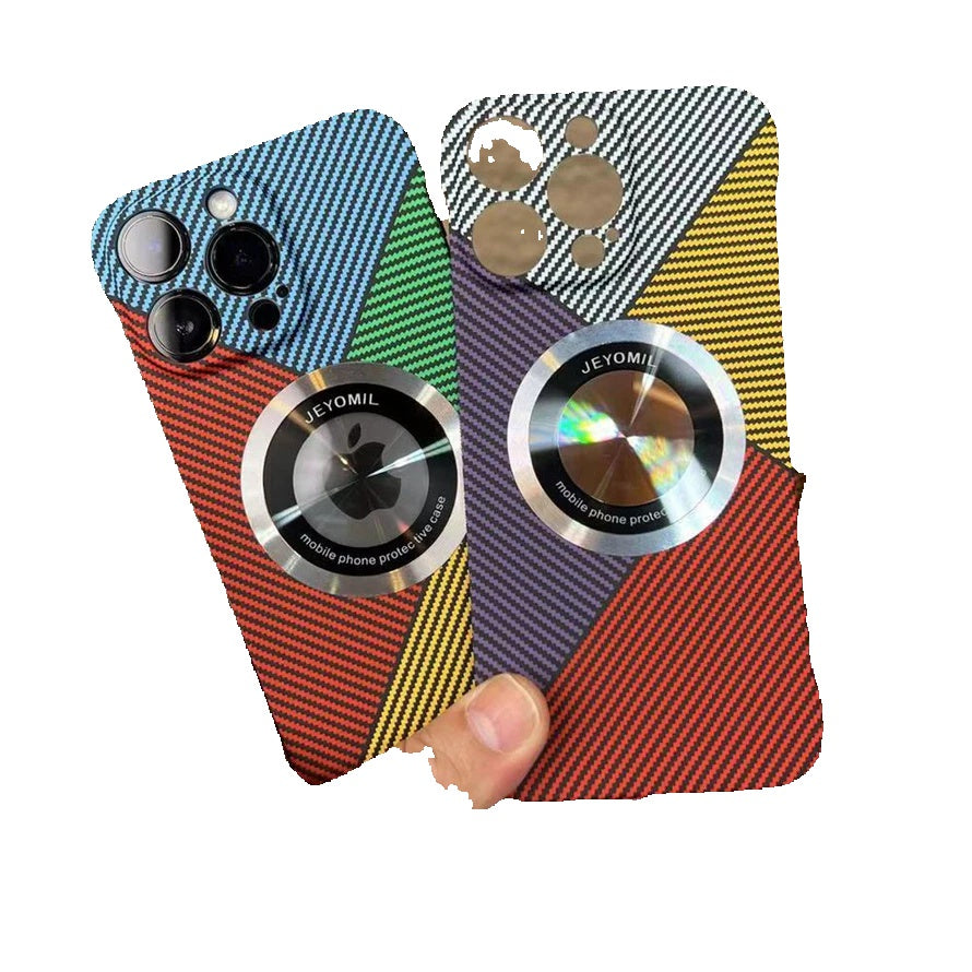 Premium Carbon Fiber Magnetic Phone Case – Frameless Protective Cover with Magnifying Glass Design for iPhone Models