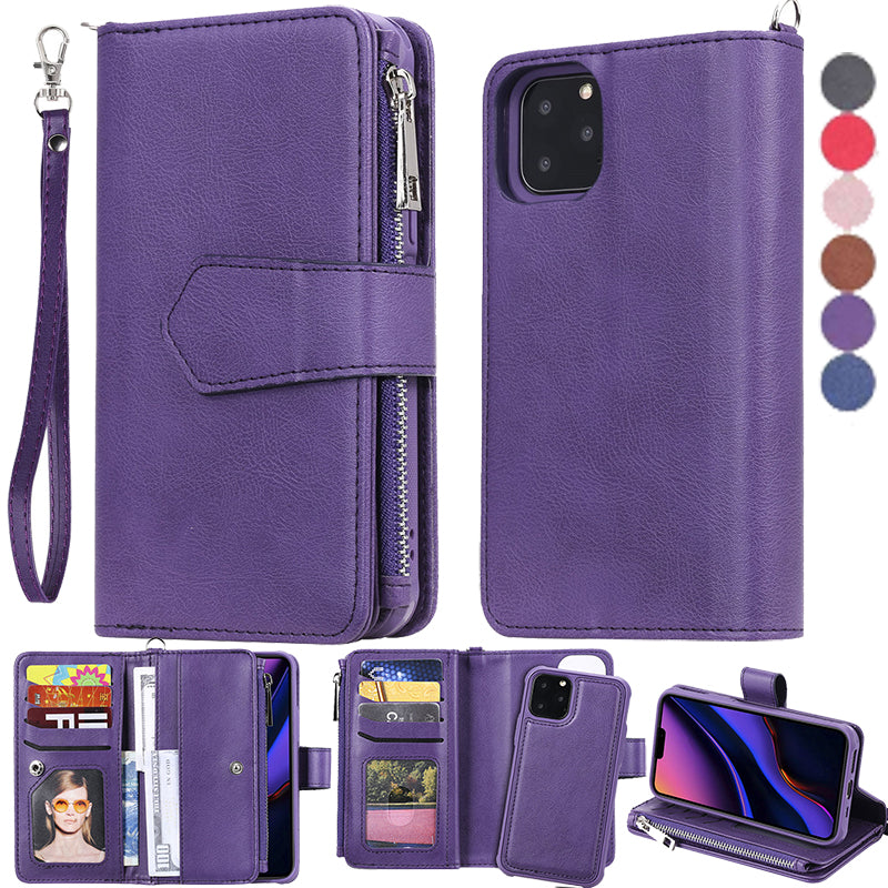 Luxury Magnetic Detachable Wallet Case – Premium Leather Flip Cover, Card Slots, Handbag Design, Stand Feature for iPhone