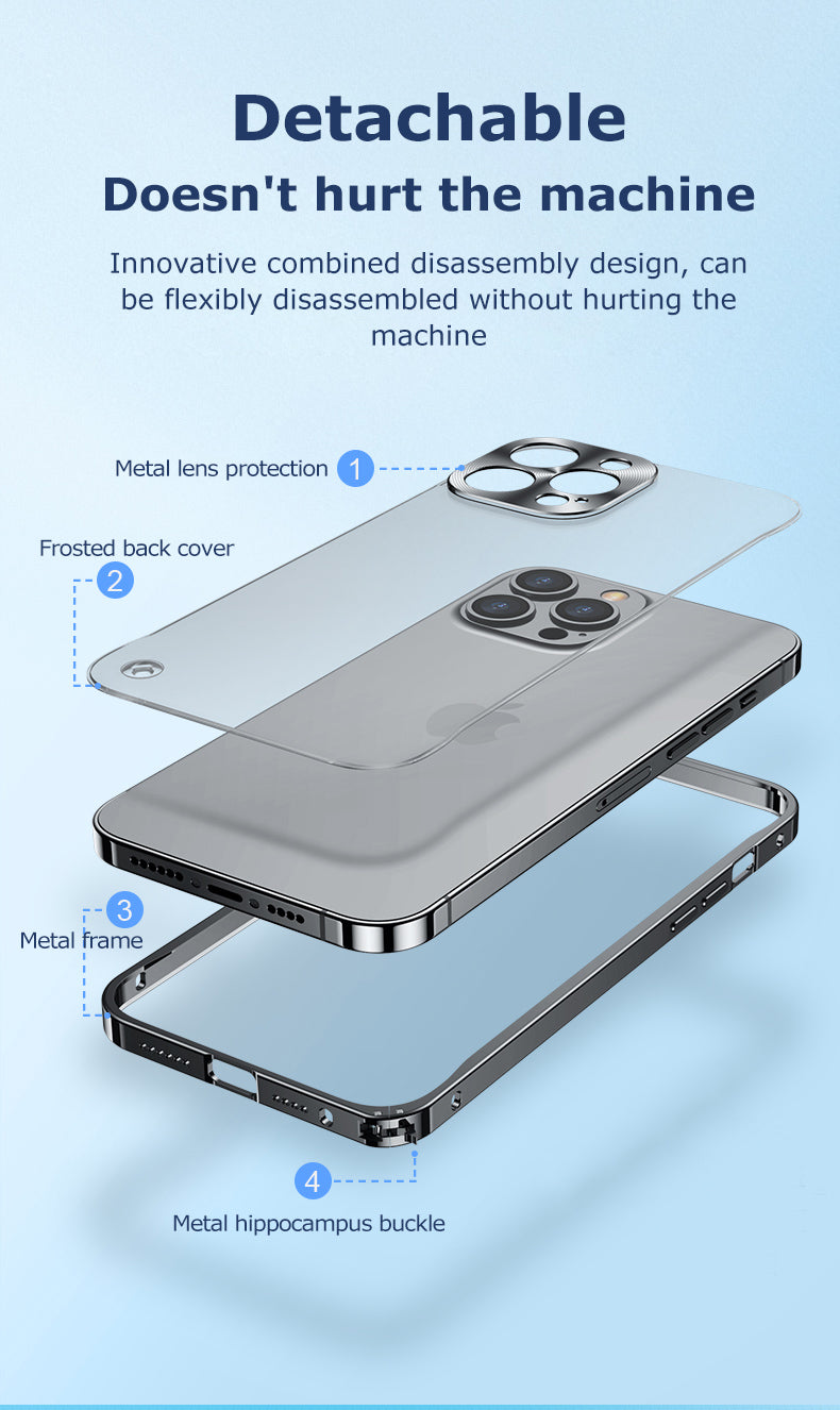 Luxury Magnetic Aluminum Phone Case Shockproof Slim Metal Frame with Full Lens Protection and Wireless Charging Compatibility