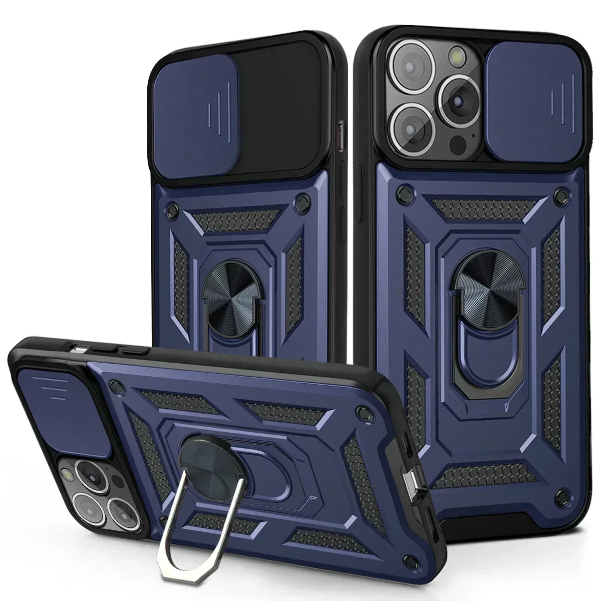 Shockproof Armor Case – Slide Camera Lens Protection, Rugged Full-Body Cover for iPhone Models