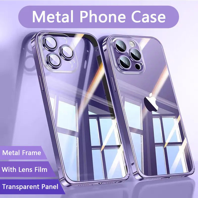 Luxury Magnetic Metal Phone Case – Transparent Back, Aluminum Frame, Shockproof Design Slim Durable Cover for iPhone