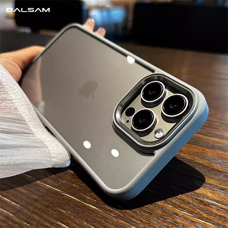 Luxury Hybrid Shockproof Case - Soft Bumper, Hard Acrylic Back, Metal Lens Ring, Transparent Armor Cover | Case for iPhone