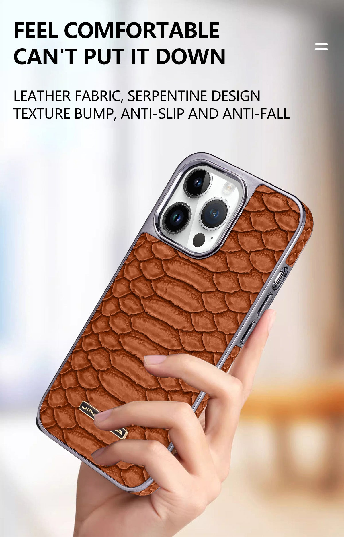 Luxury Leather Plating Shockproof Phone Case - Protective Snake Texture Durable Bumper Design for Enhanced Phone Protection