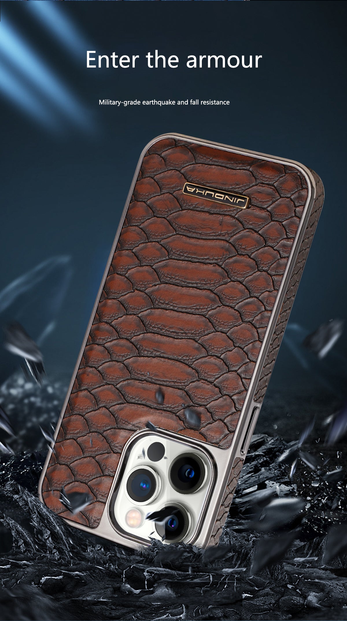 Luxury Leather Plating Shockproof Phone Case - Protective Snake Texture Durable Bumper Design for Enhanced Phone Protection