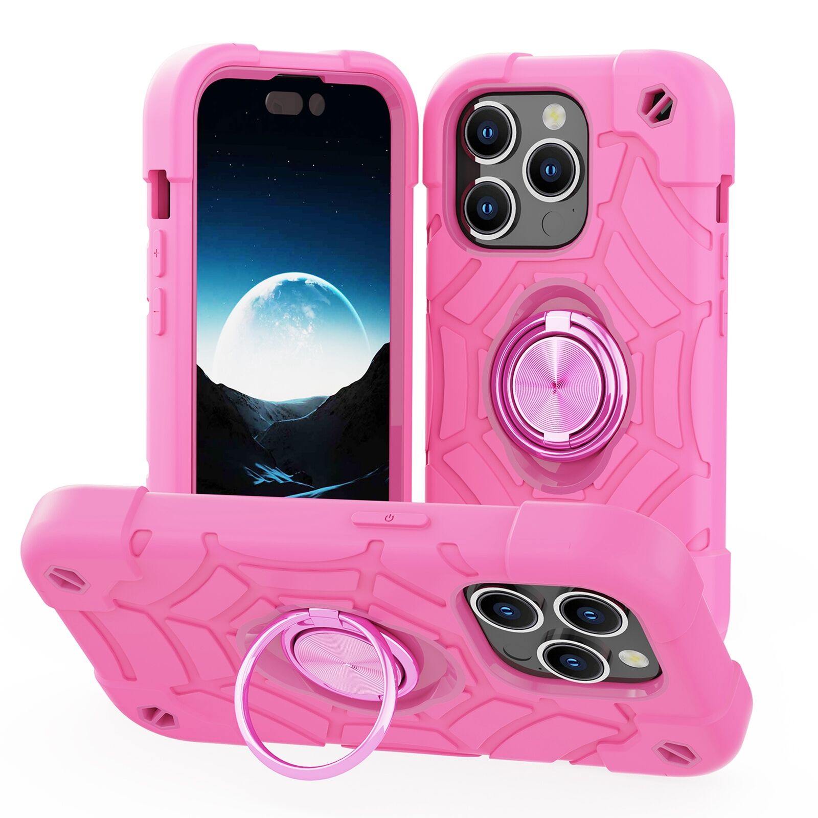 Military-Grade Heavy-Duty iPhone Case – Shockproof Rugged Cover with Kickstand Ring Holder for iPhone Models