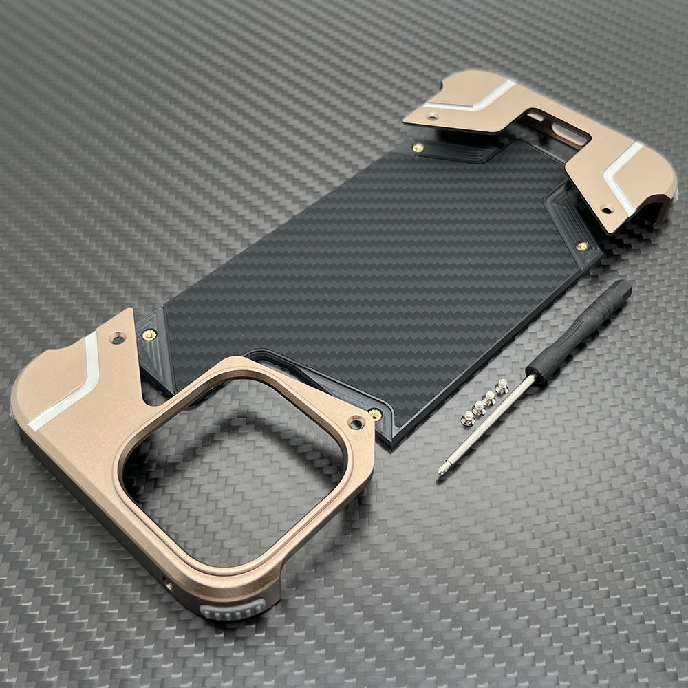 Carbon Fiber Metal Armor Case – Frameless Shockproof Cover with Built-In Invisible Magnetic Design for iPhone Models