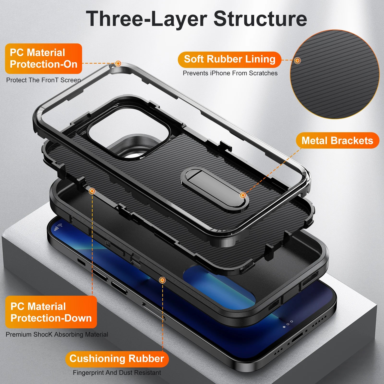 Hybrid Military-Grade Defender Case – Kickstand Full-Body Protection Cover for iPhone Models, Rugged and Shockproof Design