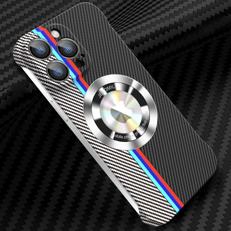 Premium Carbon Fiber Magnetic Phone Case – Frameless Protective Cover with Magnifying Glass Design for iPhone Models