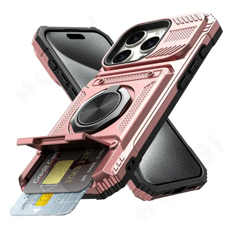 Military-Grade Magnetic Case – Heavy-Duty Drop Protection, Rotating Ring Kickstand Rugged Shockproof Design for iPhone Models