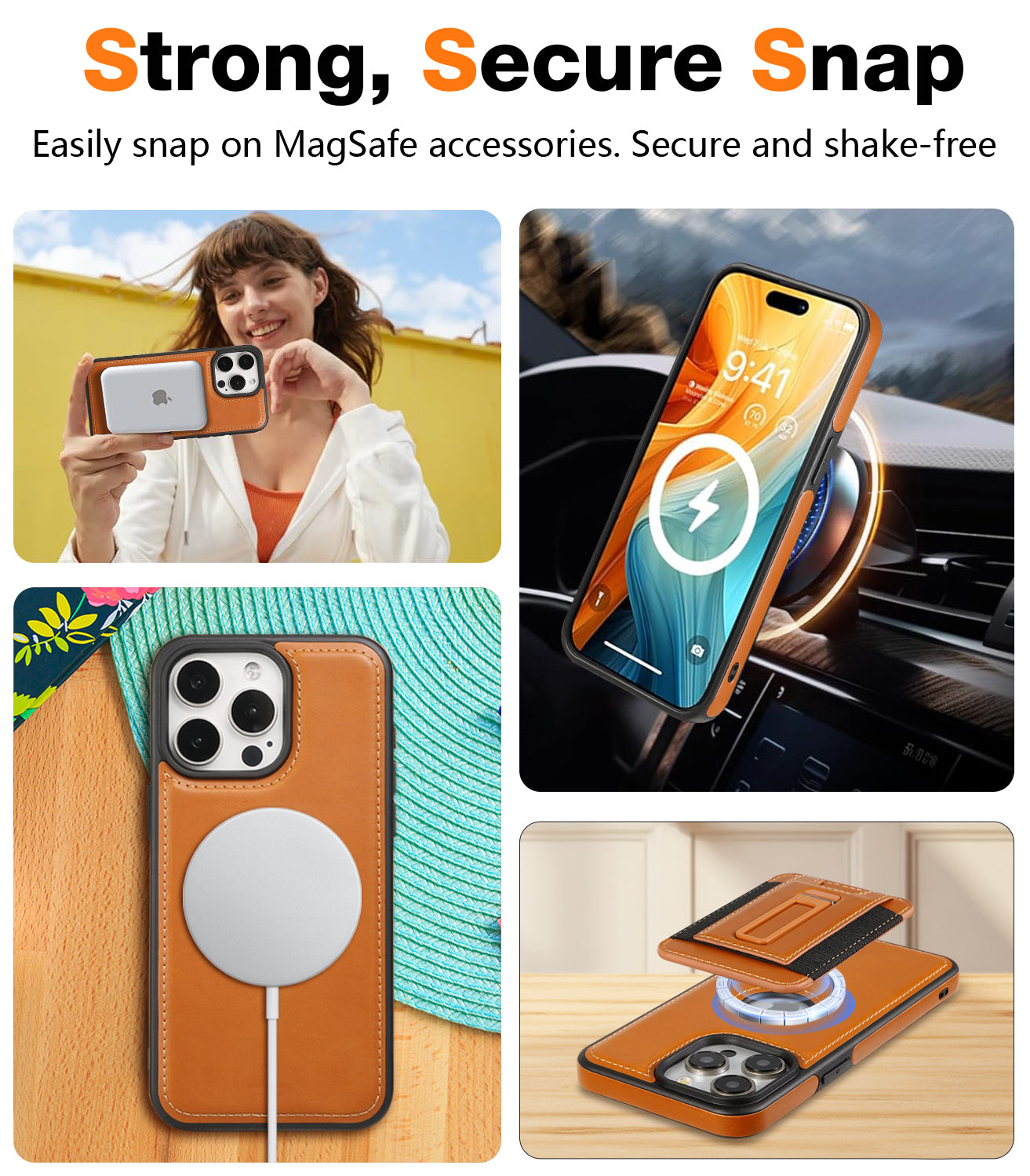 Luxury Detachable Wallet Leather Case – Magnetic Card Slot, Shockproof Protection, Hollow Logo Back Cover, Premium Design for iPhone Models