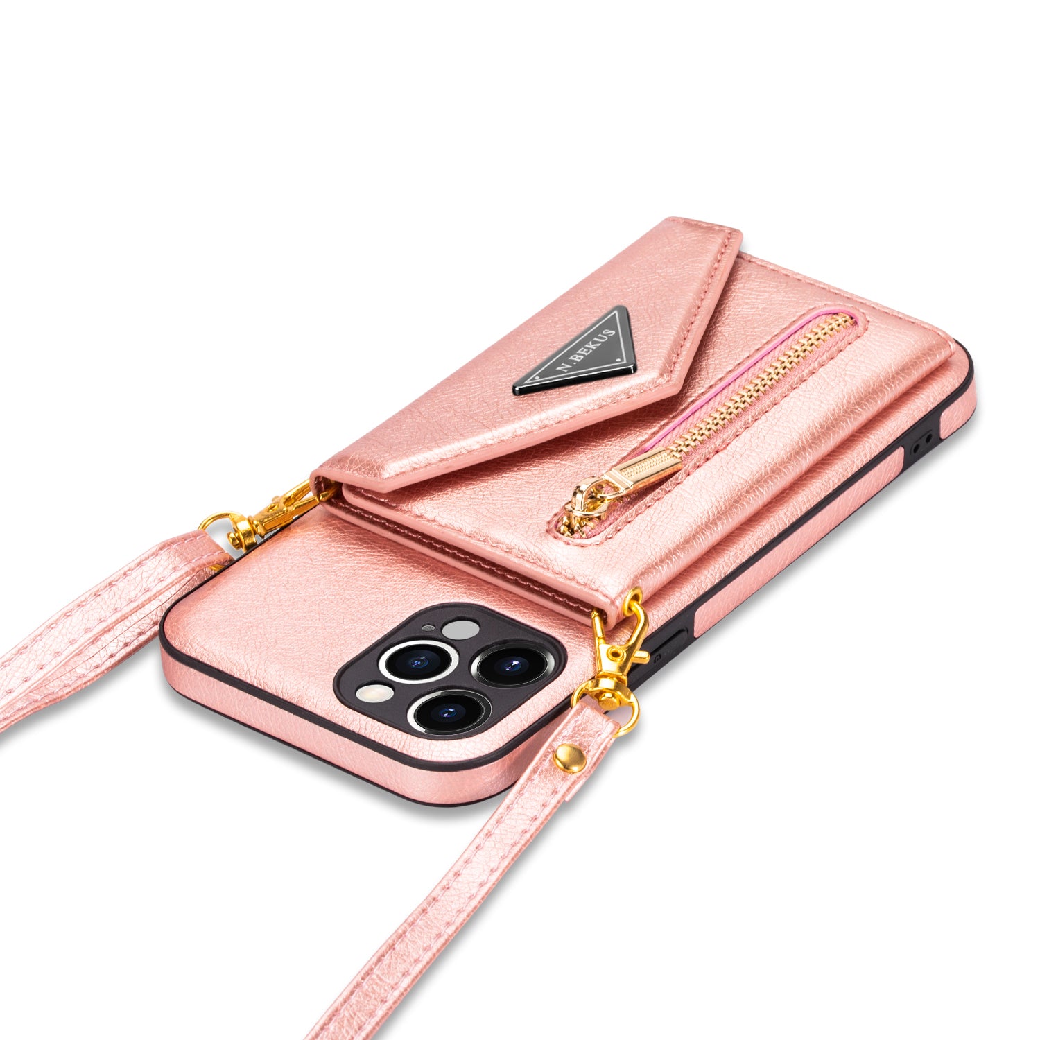 Zipper Wallet Crossbody Leather Case – Card Holder, Lanyard Strap, Secure Storage, Stylish Protection for iPhone Models