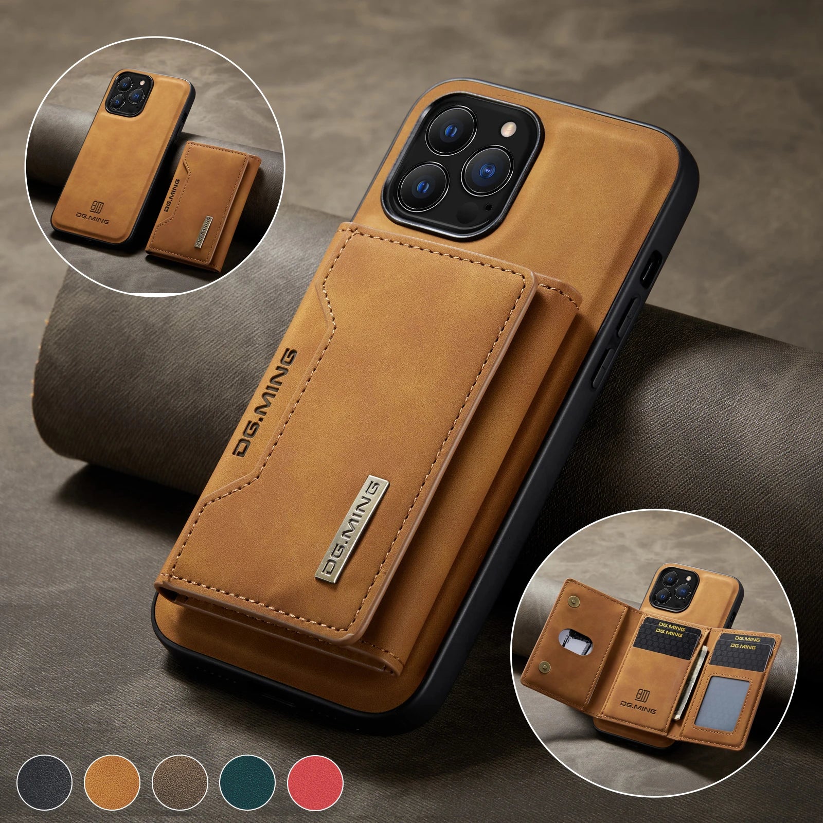 2-in-1 Detachable Magnetic Leather Wallet iPhone Case – Card Holder, Pocket Cover, Shockproof Protection for iPhone Models