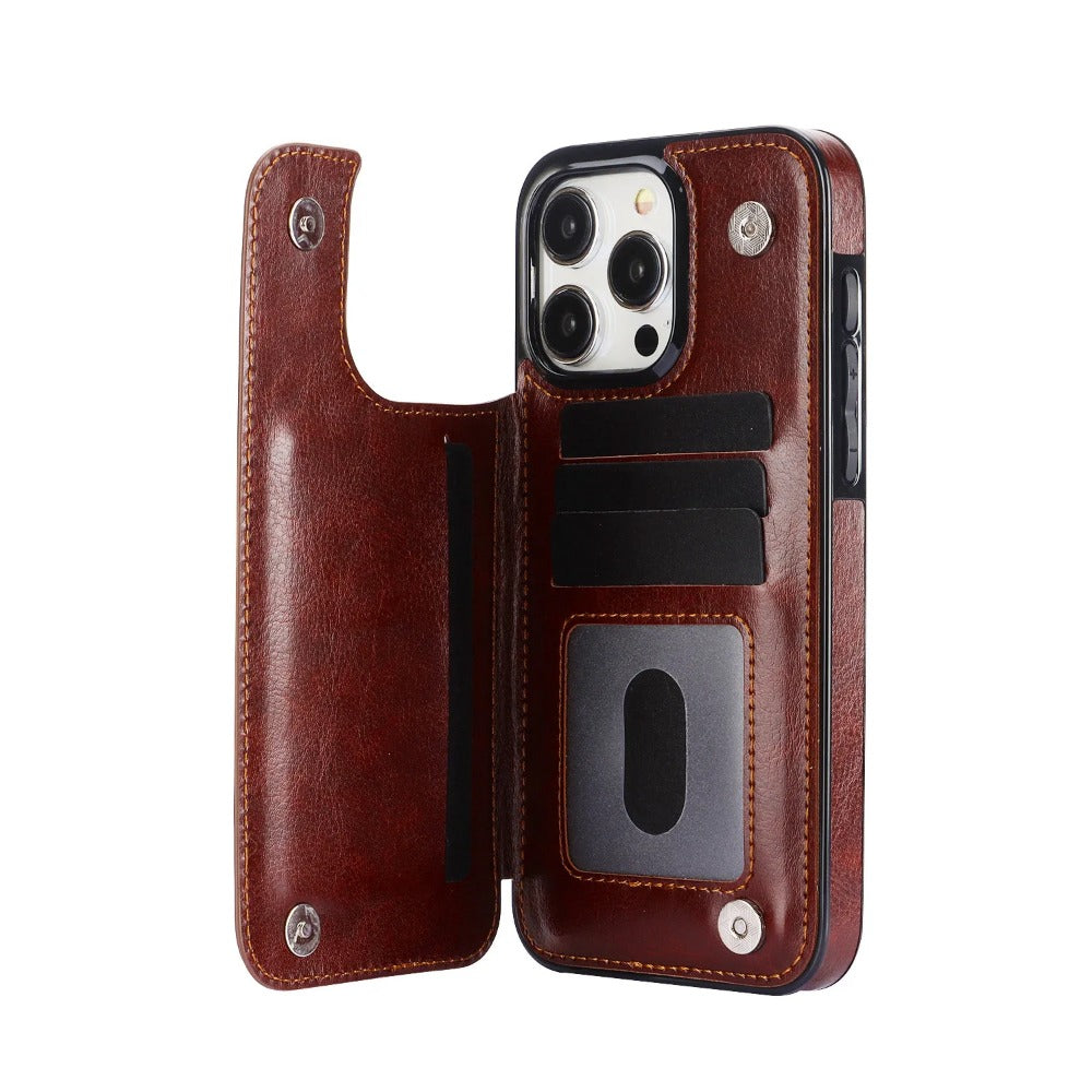 Luxury Wallet Flip Phone Case – PU Leather Cover with Card Slots, Secure Magnetic Closure, and Full Protection for Ultimate Convenience