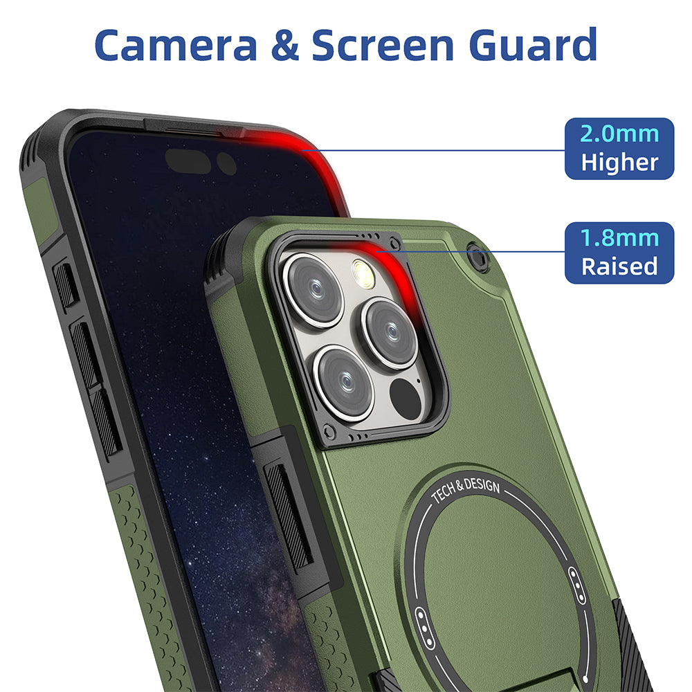 Deluxe Armor Stealth Bracket Case – Magnetic Super Fall Proof, Hard Shell with Lanyard, Heavy-Duty Protection for iPhone Models