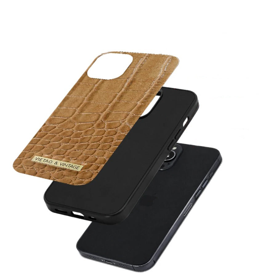 Luxury Crocodile Pattern Leather iPhone Case - Business Style, Shockproof, Durable Bumper Cover