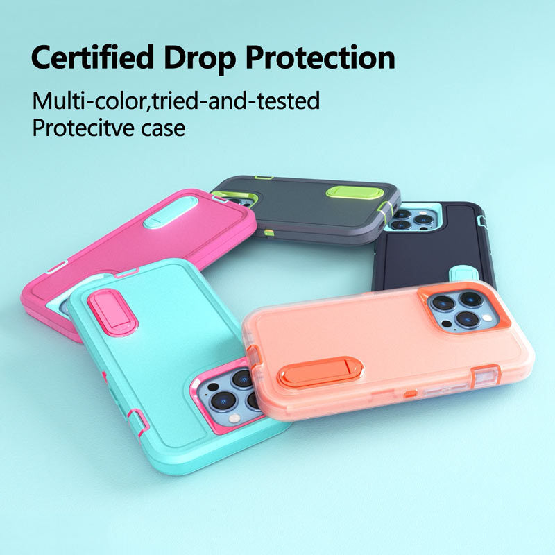 Hybrid Military-Grade Defender Case – Kickstand Full-Body Protection Cover for iPhone Models, Rugged and Shockproof Design