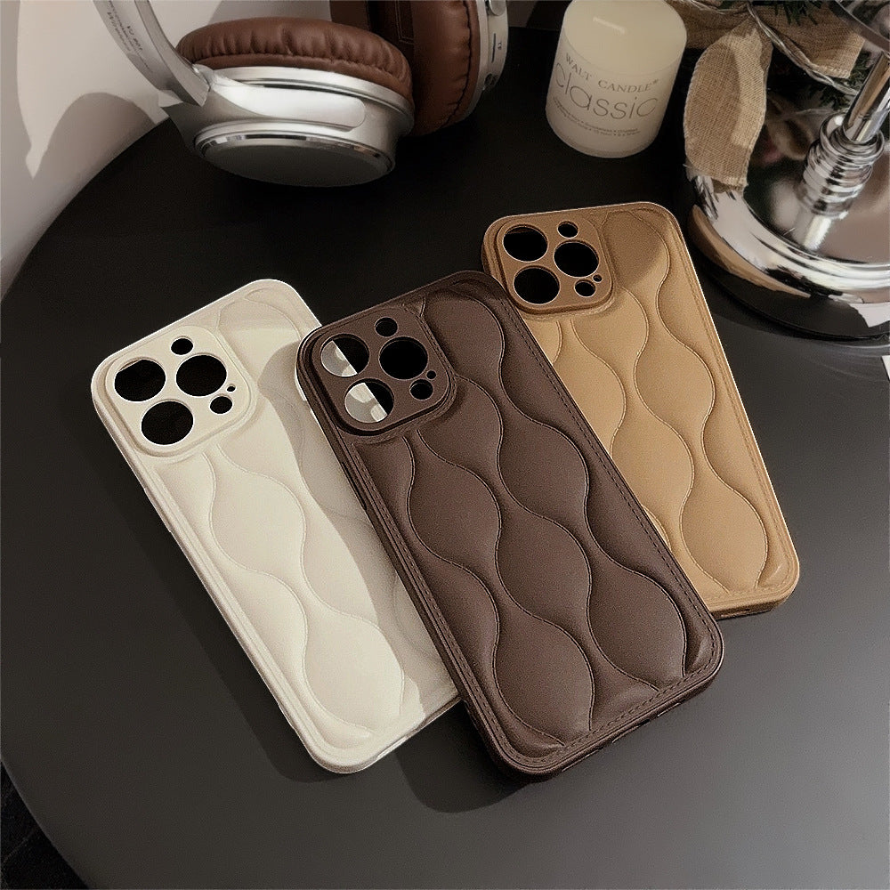 Luxury Shockproof Phone Case - Retro Chocolate Design, Simple Geometry Art, Cute and Durable Protective Cover for Daily Use