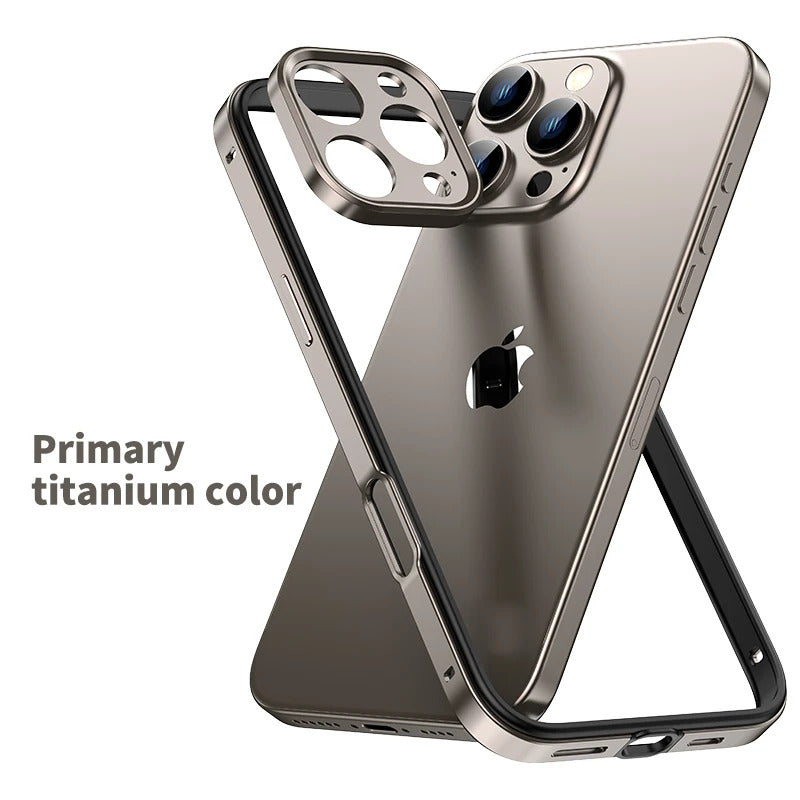 Luxury Hybrid Metal Phone Case - Camera Protection, Silicone Frame, Aluminum Heat-Dissipating Bumper, Shockproof Design | Case for iPhone