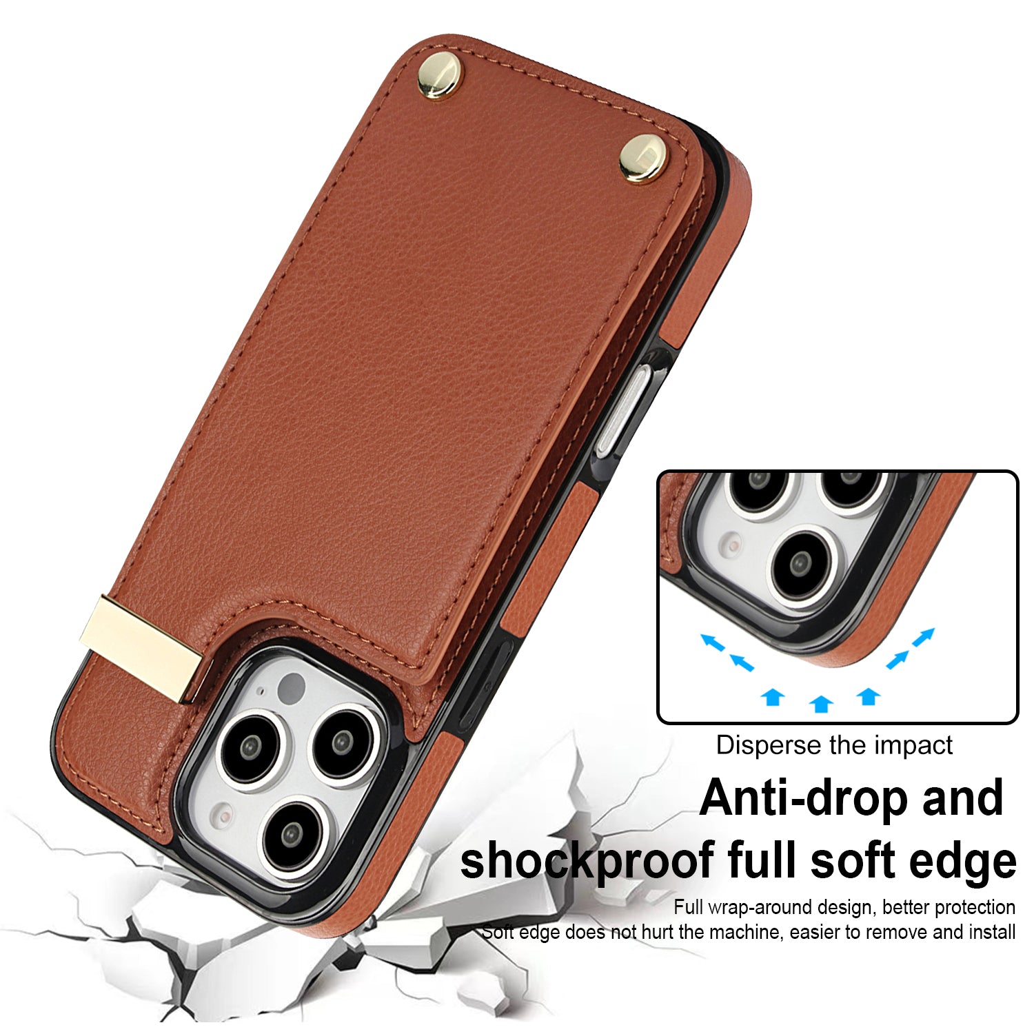 Shockproof Leather Wallet Case – Flip Cover with Card Holder, Secure Pocket, Durable Protection for iPhone Models